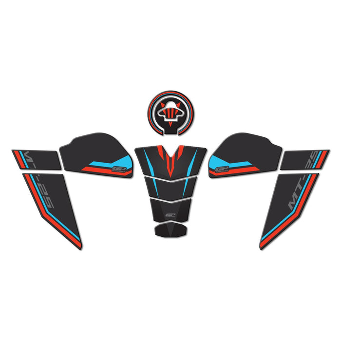 GP Kompozit Tank Pad Set Blue-Red Compatible For Yamaha MT-25 2020-2025