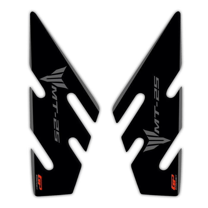 GP Kompozit Side Strip Tank Pad Set Black-Gray Compatible For Yamaha MT-25 / MT-03 Universal
