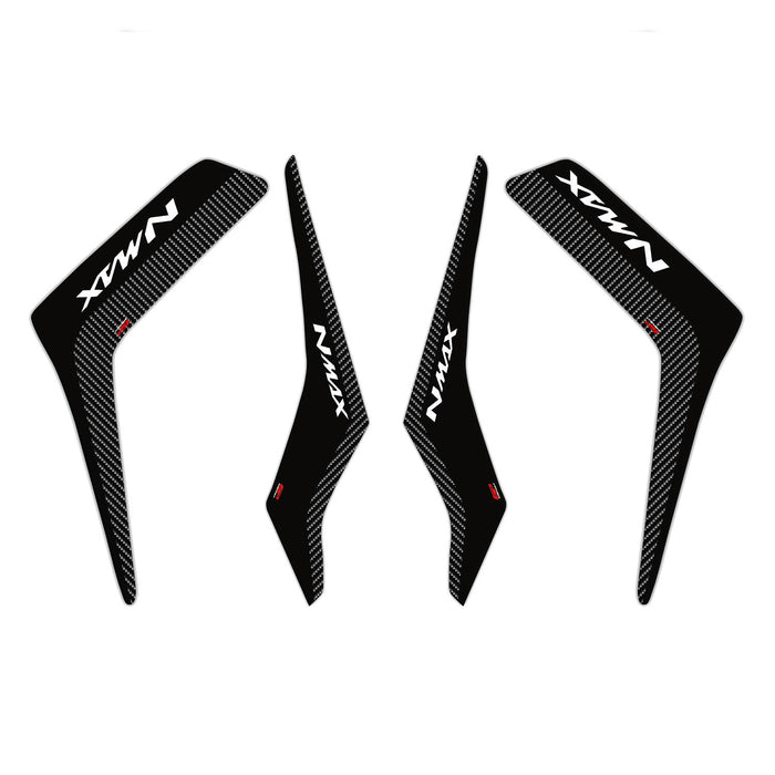 GP Kompozit Side Strip Tank Pad Set Black-Carbon Compatible For Yamaha NMAX 125 / NMAX 155  2015-2020