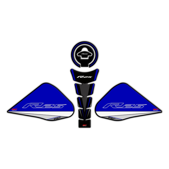GP Kompozit Kit de protections de réservoir bleu compatible avec Yamaha YZF-R25 / YZF-R3 2015-2018
