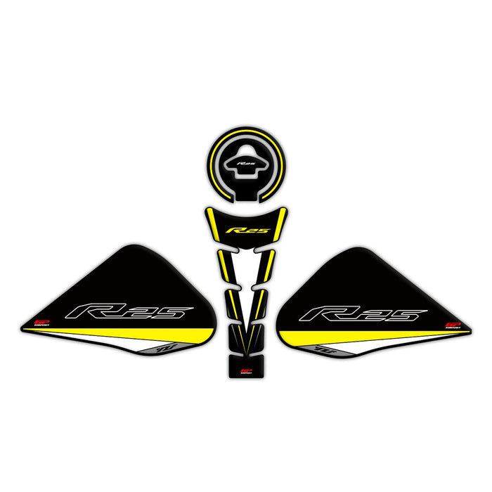 GP Kompozit Kit de protections de réservoir jaune compatible avec Yamaha YZF-R25 / YZF-R3 2015-2018