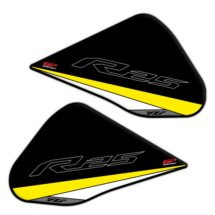 GP Kompozit Kit de protections de réservoir jaune compatible avec Yamaha YZF-R25 / YZF-R3 2015-2018