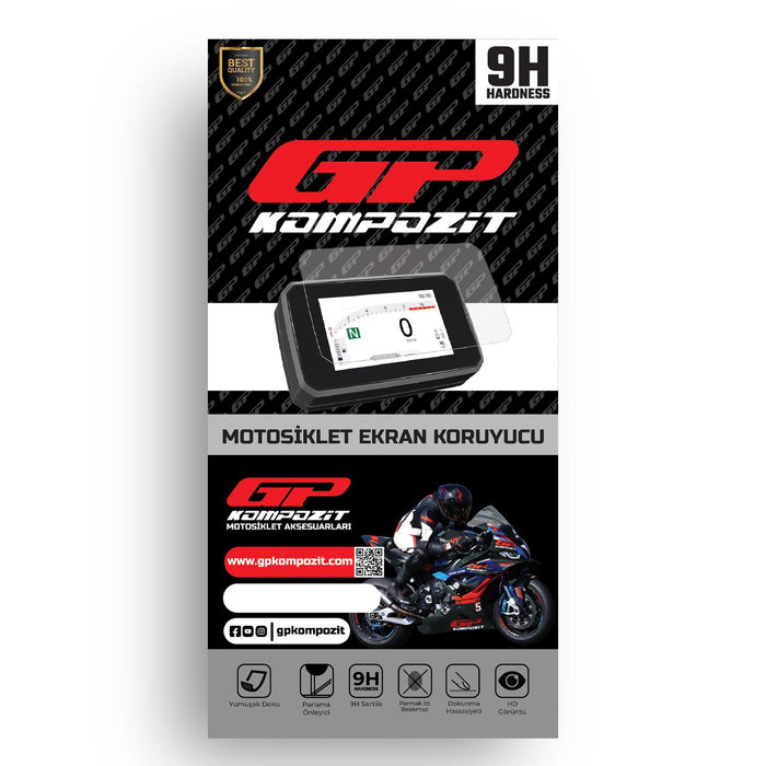 GP Kompozit 9H Nano Glass Dashboard Screen Protector Kit, Anti Glare, Ultra Slim, Hydrophobic Compatible For Aprilia SR 125 / SR 160 2023