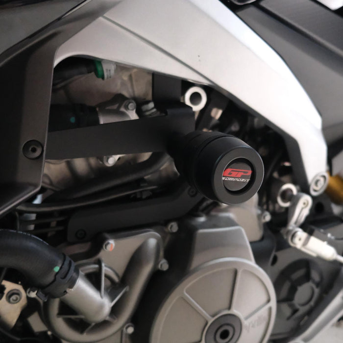GP Kompozit Engine Crash Frame Sliders Black Compatible For Aprilia Tuono 660 Factory 2021-2024