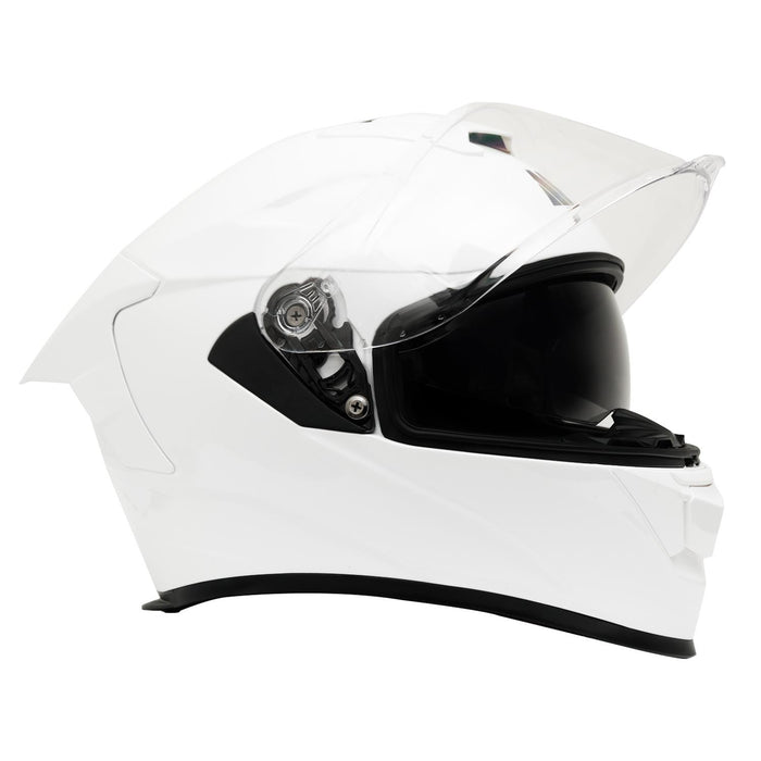 GP Kompozit MY HELMET MKS001-PW Full Face Motorcycle Helmet with Race Spoiler and Flip Up Dual Visor ABS Shell Helmet ECE R 22.06 and DOT Approved