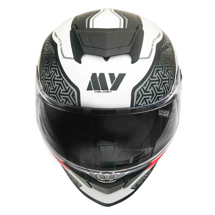 GP Kompozit MY HELMET MKS001-WRB Full Face Motorcycle Helmet with Race Spoiler and Flip Up Dual Visor ABS Shell Helmet ECE R 22.06 and DOT Approved