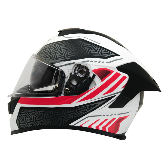 GP Kompozit MY HELMET MKS001-WRB Full Face Motorcycle Helmet with Race Spoiler and Flip Up Dual Visor ABS Shell Helmet ECE R 22.06 and DOT Approved
