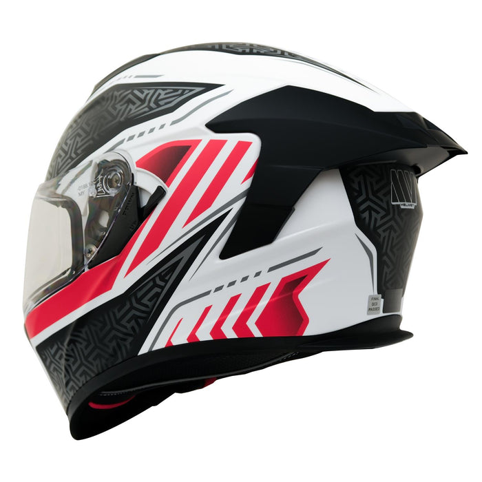 GP Kompozit MY HELMET MKS001-WRB Full Face Motorcycle Helmet with Race Spoiler and Flip Up Dual Visor ABS Shell Helmet ECE R 22.06 and DOT Approved