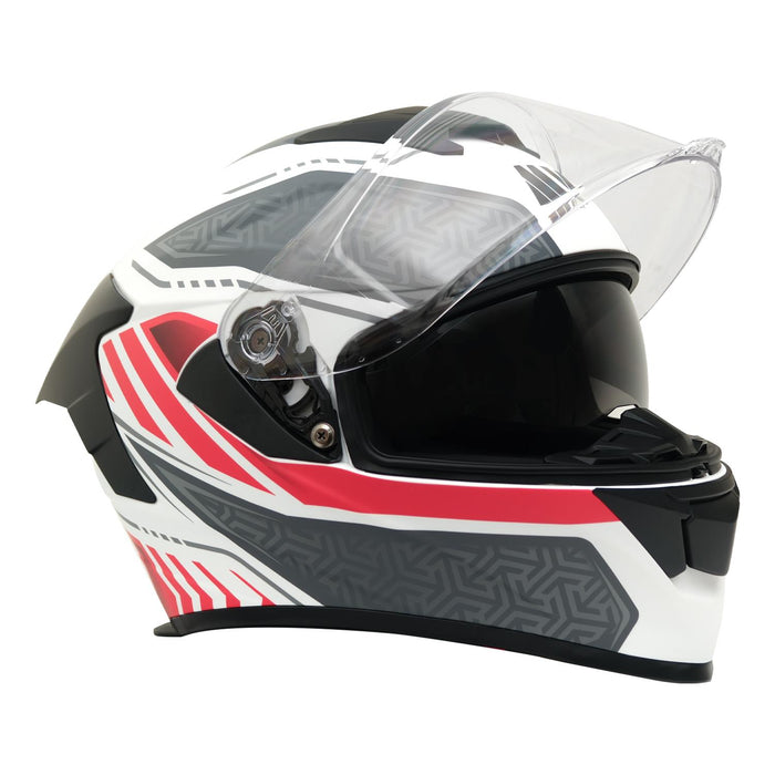 GP Kompozit MY HELMET MKS001-WRG Full Face Motorcycle Helmet with Race Spoiler and Flip Up Dual Visor ABS Shell Helmet ECE R 22.06 and DOT Approved