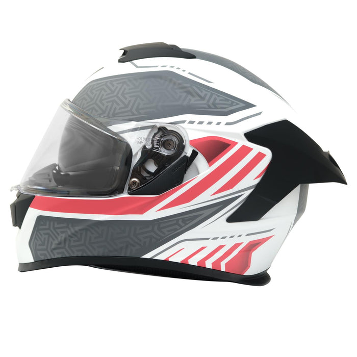GP Kompozit MY HELMET MKS001-WRG Full Face Motorcycle Helmet with Race Spoiler and Flip Up Dual Visor ABS Shell Helmet ECE R 22.06 and DOT Approved