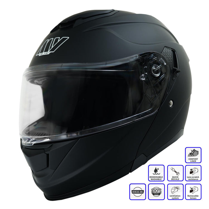 GP Kompozit MY HELMET MKS002-B Modular Full Face Motorcycle Helmet with Race Spoiler and Flip Up Dual Visor ABS Shell Helmet ECE R 22.06 and DOT Approved