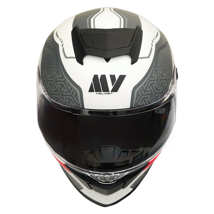 GP Kompozit MY HELMET MKS001-WRG Full Face Motorcycle Helmet with Race Spoiler and Flip Up Dual Visor ABS Shell Helmet ECE R 22.06 and DOT Approved