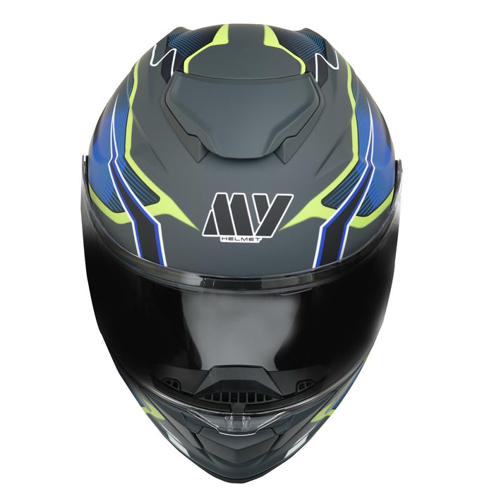 GP Kompozit MY HELMET MKS002-EGBY Modular Full Face Motorcycle Helmet with Race Spoiler and Flip Up Dual Visor ABS Shell Helmet ECE R 22.06 and DOT Approved