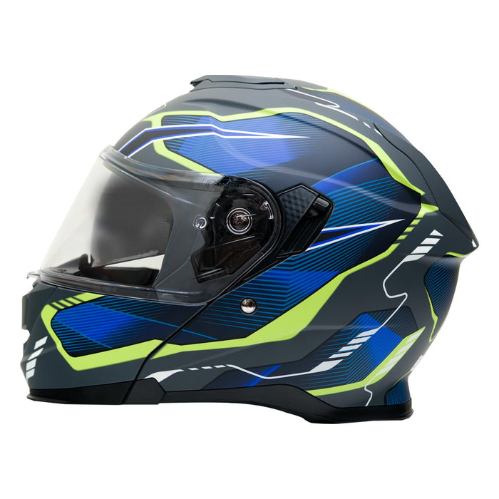 GP Kompozit MY HELMET MKS002-EGBY Modular Full Face Motorcycle Helmet with Race Spoiler and Flip Up Dual Visor ABS Shell Helmet ECE R 22.06 and DOT Approved