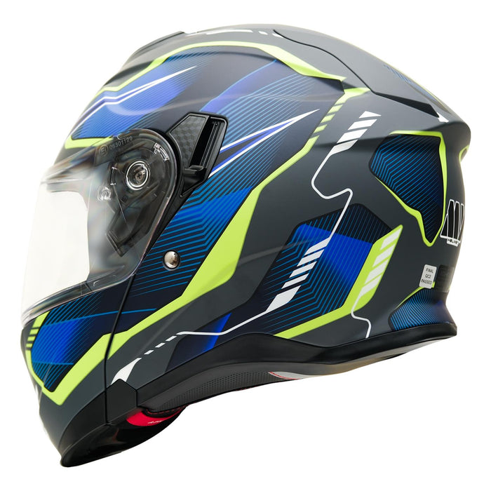 GP Kompozit MY HELMET MKS002-EGBY Modular Full Face Motorcycle Helmet with Race Spoiler and Flip Up Dual Visor ABS Shell Helmet ECE R 22.06 and DOT Approved