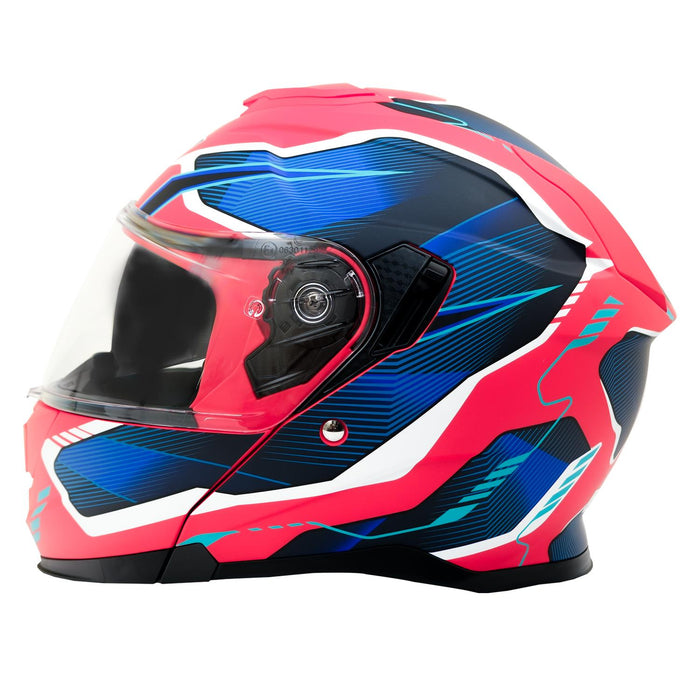 GP Kompozit MY HELMET MKS002-RBW Modular Full Face Motorcycle Helmet with Race Spoiler and Flip Up Dual Visor ABS Shell Helmet ECE R 22.06 and DOT Approved