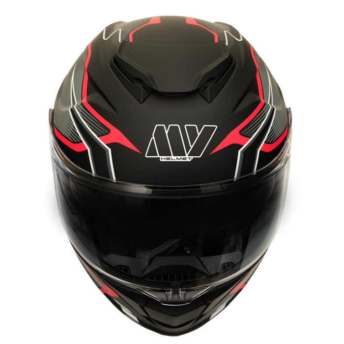 GP Kompozit MY HELMET MKS002-BGR Modular Full Face Motorcycle Helmet with Race Spoiler and Flip Up Dual Visor ABS Shell Helmet ECE R 22.06 and DOT Approved