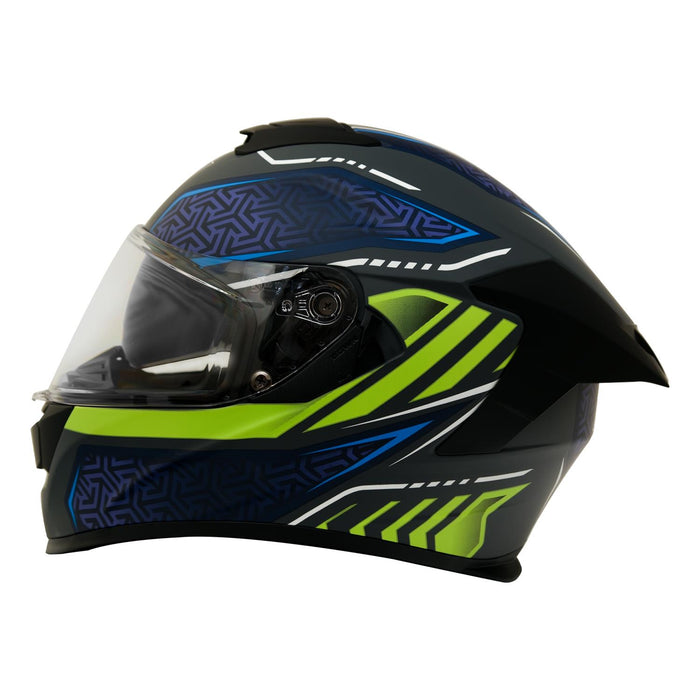 GP Kompozit MY HELMET MKS001-RGBY Full Face Motorcycle Helmet with Race Spoiler and Flip Up Dual Visor ABS Shell Helmet ECE R 22.06 and DOT Approved