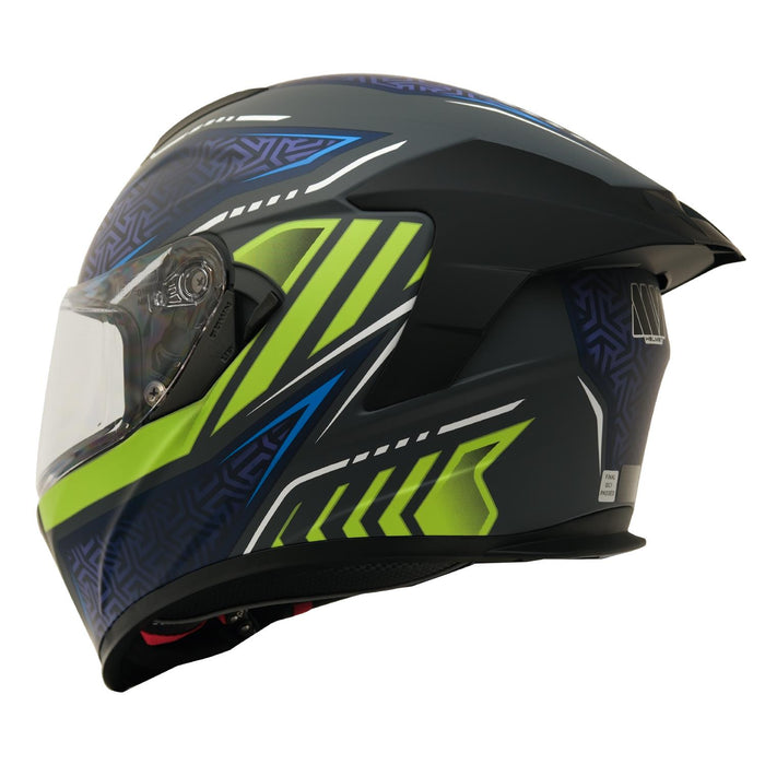 GP Kompozit MY HELMET MKS001-RGBY Full Face Motorcycle Helmet with Race Spoiler and Flip Up Dual Visor ABS Shell Helmet ECE R 22.06 and DOT Approved