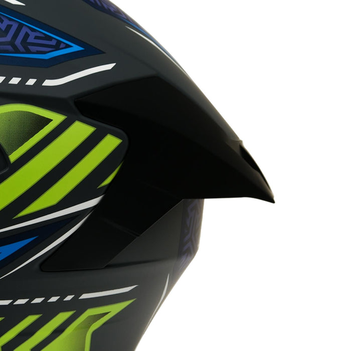 GP Kompozit MY HELMET MKS001-RGBY Full Face Motorcycle Helmet with Race Spoiler and Flip Up Dual Visor ABS Shell Helmet ECE R 22.06 and DOT Approved