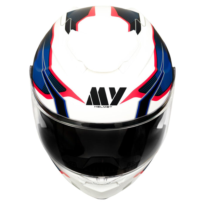GP Kompozit MY HELMET MKS002-WRB Modular Full Face Motorcycle Helmet with Race Spoiler and Flip Up Dual Visor ABS Shell Helmet ECE R 22.06 and DOT Approved