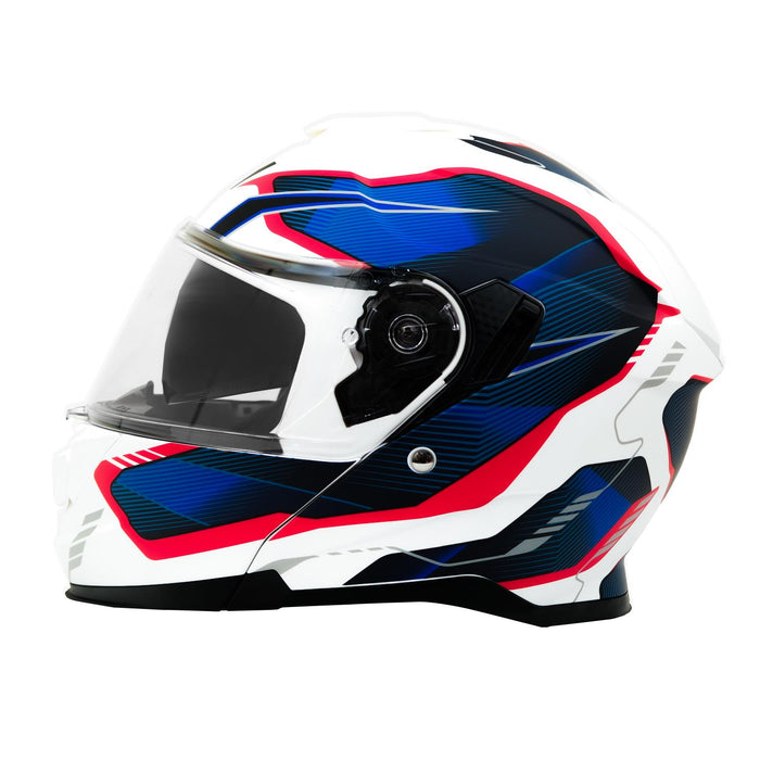 GP Kompozit MY HELMET MKS002-WRB Modular Full Face Motorcycle Helmet with Race Spoiler and Flip Up Dual Visor ABS Shell Helmet ECE R 22.06 and DOT Approved