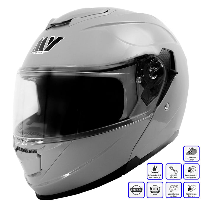 GP Kompozit MY HELMET MKS002-NG Modular Full Face Motorcycle Helmet with Race Spoiler and Flip Up Dual Visor ABS Shell Helmet ECE R 22.06 and DOT Approved