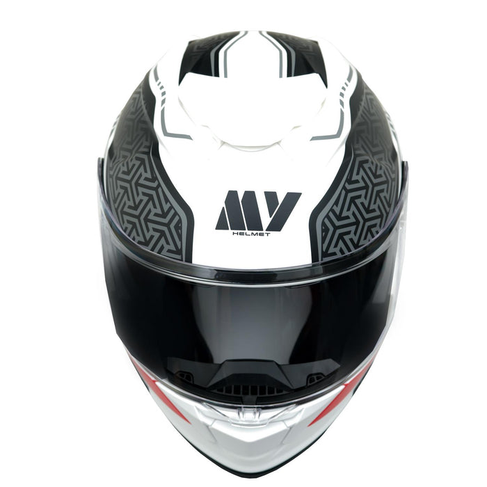 GP Kompozit MY HELMET MKS002-WRB Modular Full Face Motorcycle Helmet with Race Spoiler and Flip Up Dual Visor ABS Shell Helmet ECE R 22.06 and DOT Approved