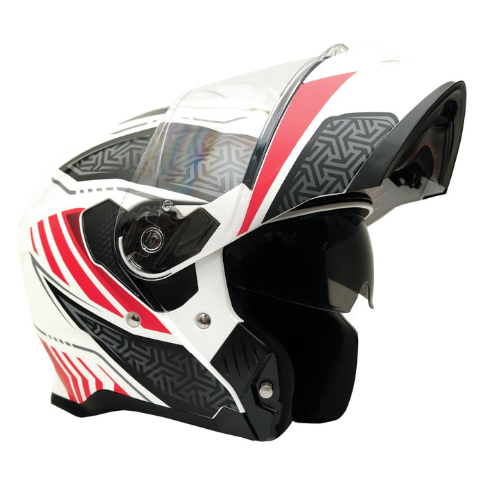 GP Kompozit MY HELMET MKS002-WRB Modular Full Face Motorcycle Helmet with Race Spoiler and Flip Up Dual Visor ABS Shell Helmet ECE R 22.06 and DOT Approved
