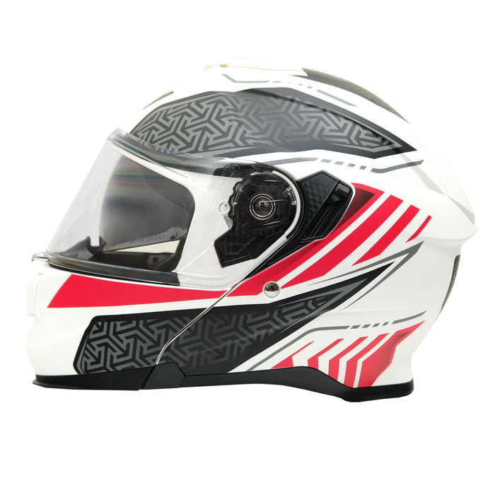GP Kompozit MY HELMET MKS002-WRB Modular Full Face Motorcycle Helmet with Race Spoiler and Flip Up Dual Visor ABS Shell Helmet ECE R 22.06 and DOT Approved