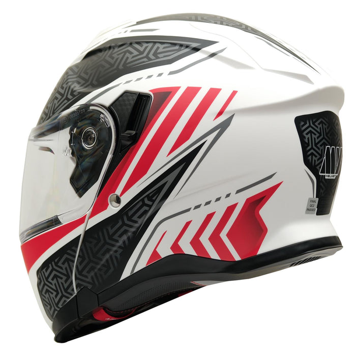 GP Kompozit MY HELMET MKS002-WRB Modular Full Face Motorcycle Helmet with Race Spoiler and Flip Up Dual Visor ABS Shell Helmet ECE R 22.06 and DOT Approved