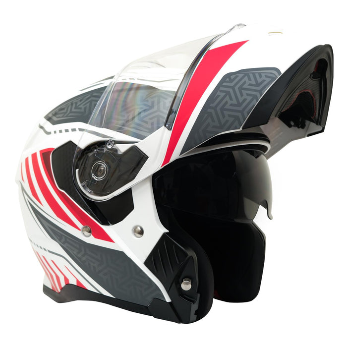 GP Kompozit MY HELMET MKS002-WRG Modular Full Face Motorcycle Helmet with Race Spoiler and Flip Up Dual Visor ABS Shell Helmet ECE R 22.06 and DOT Approved