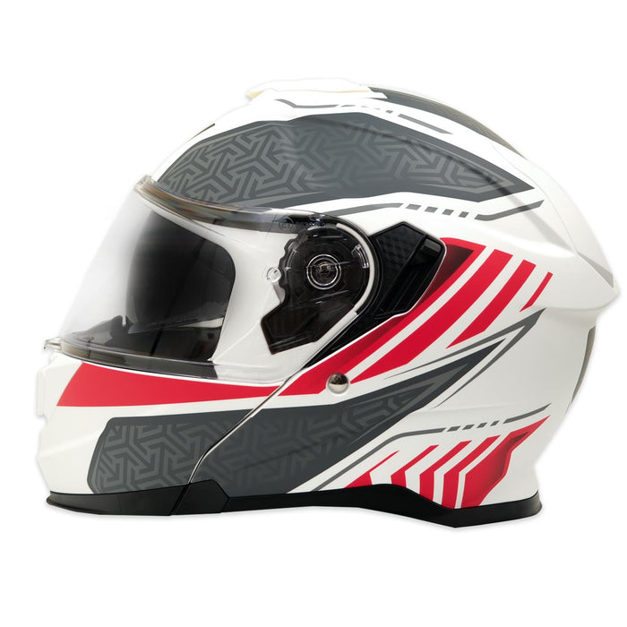GP Kompozit MY HELMET MKS002-WRG Modular Full Face Motorcycle Helmet with Race Spoiler and Flip Up Dual Visor ABS Shell Helmet ECE R 22.06 and DOT Approved