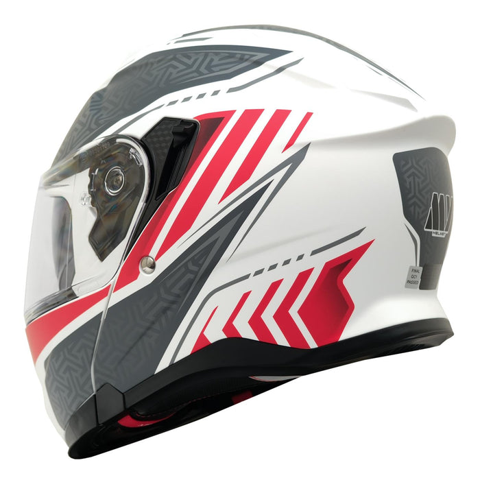 GP Kompozit MY HELMET MKS002-WRG Modular Full Face Motorcycle Helmet with Race Spoiler and Flip Up Dual Visor ABS Shell Helmet ECE R 22.06 and DOT Approved