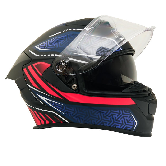 GP Kompozit MY HELMET MKS001-BBR Full Face Motorcycle Helmet with Race Spoiler and Flip Up Dual Visor ABS Shell Helmet ECE R 22.06 and DOT Approved