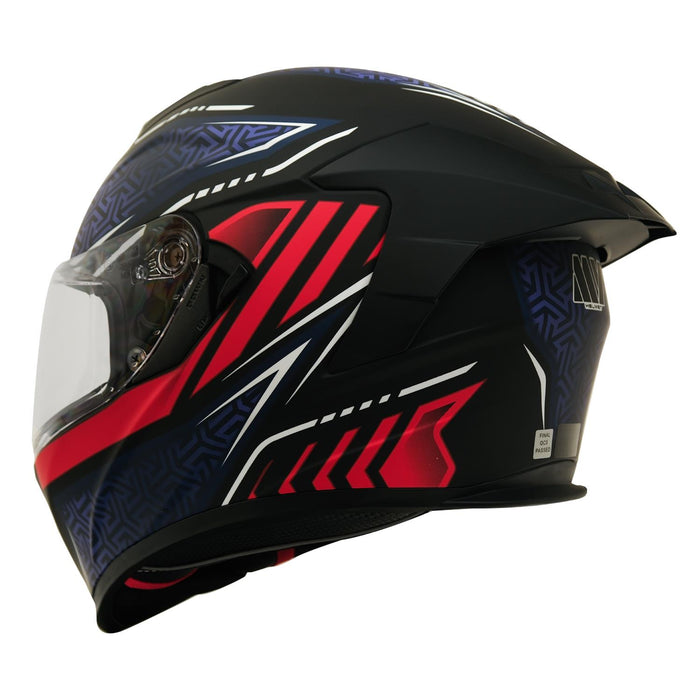 GP Kompozit MY HELMET MKS001-BBR Full Face Motorcycle Helmet with Race Spoiler and Flip Up Dual Visor ABS Shell Helmet ECE R 22.06 and DOT Approved