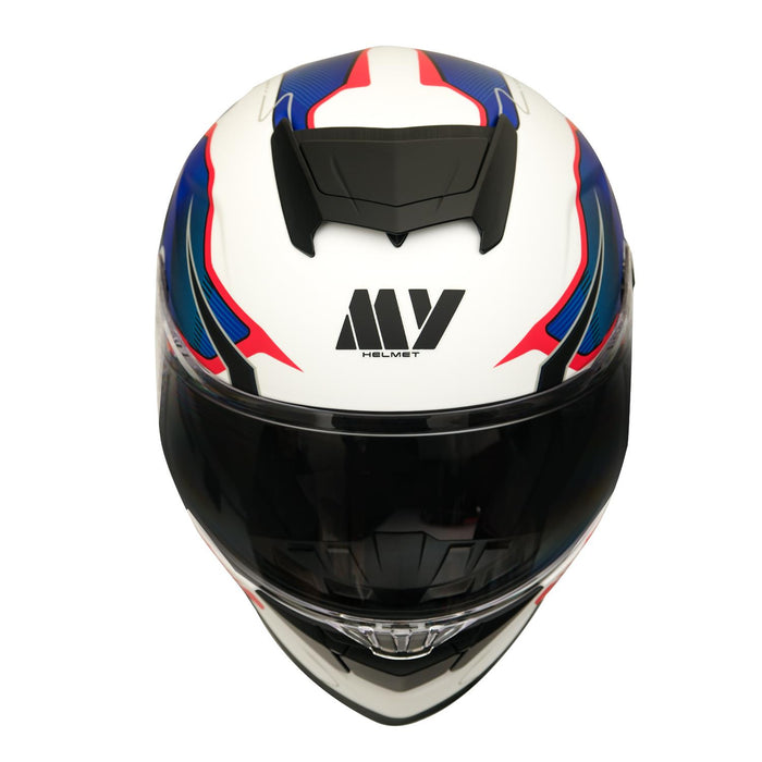 GP Kompozit MY HELMET MKS001-WBR Full Face Motorcycle Helmet with Race Spoiler and Flip Up Dual Visor ABS Shell Helmet ECE R 22.06 and DOT Approved