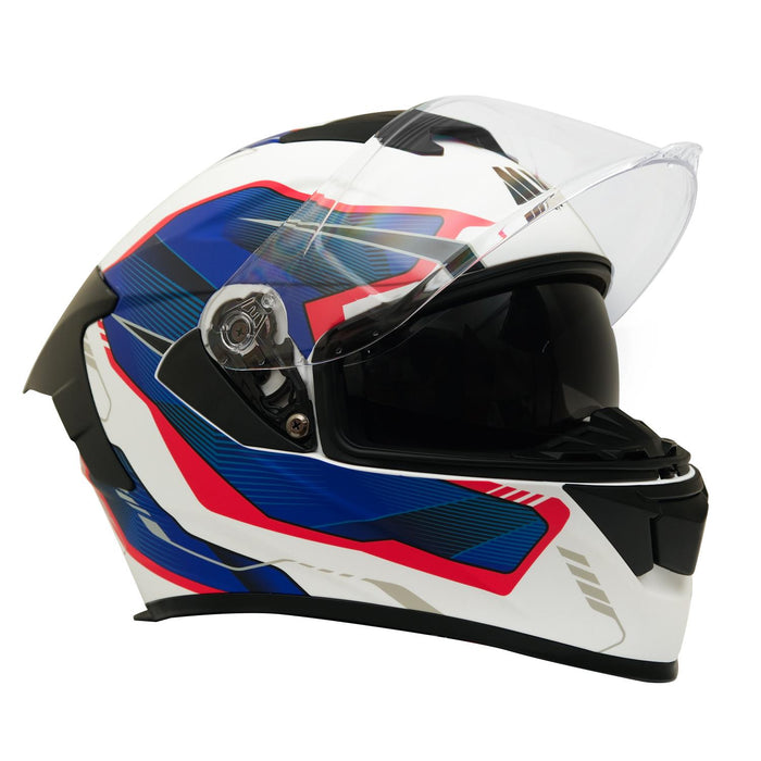 GP Kompozit MY HELMET MKS001-WBR Full Face Motorcycle Helmet with Race Spoiler and Flip Up Dual Visor ABS Shell Helmet ECE R 22.06 and DOT Approved
