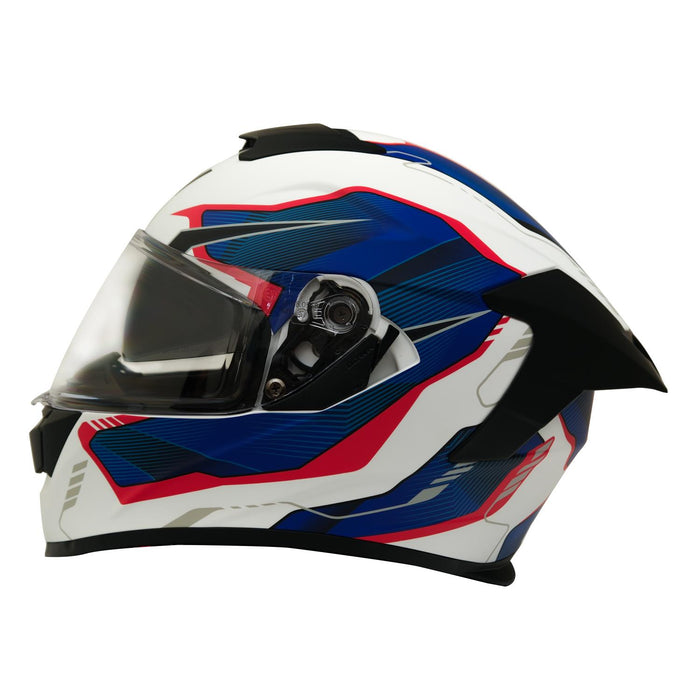 GP Kompozit MY HELMET MKS001-WBR Full Face Motorcycle Helmet with Race Spoiler and Flip Up Dual Visor ABS Shell Helmet ECE R 22.06 and DOT Approved