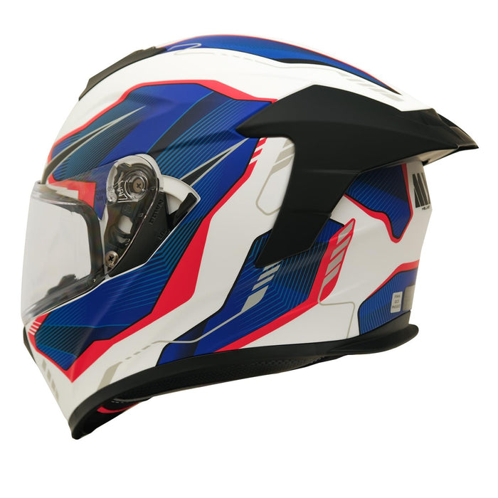 GP Kompozit MY HELMET MKS001-WBR Full Face Motorcycle Helmet with Race Spoiler and Flip Up Dual Visor ABS Shell Helmet ECE R 22.06 and DOT Approved