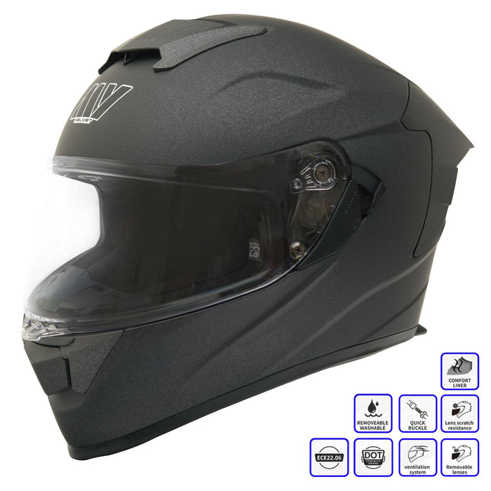 GP Kompozit MY HELMET MKS001-MG Full Face Motorcycle Helmet with Race Spoiler and Flip Up Dual Visor ABS Shell Helmet ECE R 22.06 and DOT Approved