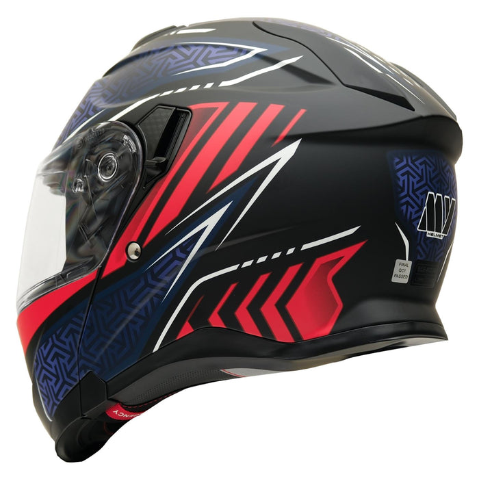 GP Kompozit MY HELMET MKS002-BBR Modular Full Face Motorcycle Helmet with Race Spoiler and Flip Up Dual Visor ABS Shell Helmet ECE R 22.06 and DOT Approved