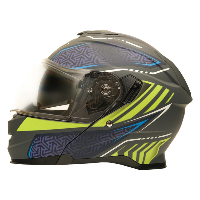 GP Kompozit MY HELMET MKS002-RGBY Modular Full Face Motorcycle Helmet with Race Spoiler and Flip Up Dual Visor ABS Shell Helmet ECE R 22.06 and DOT Approved