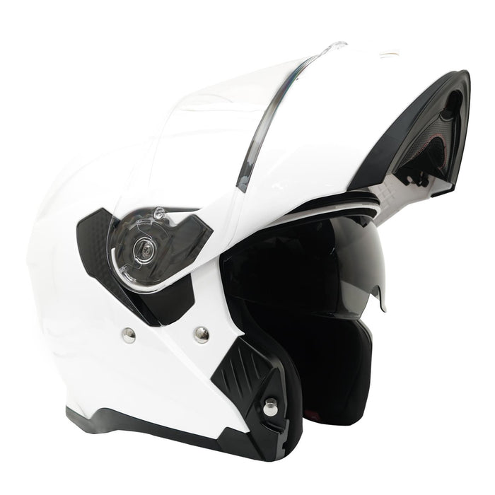 GP Kompozit MY HELMET MKS002-PW Modular Full Face Motorcycle Helmet with Race Spoiler and Flip Up Dual Visor ABS Shell Helmet ECE R 22.06 and DOT Approved