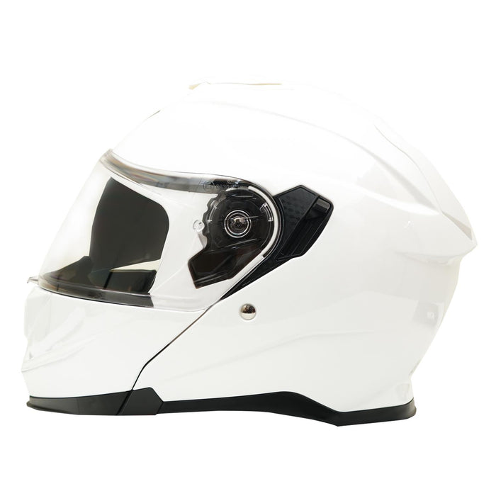 GP Kompozit MY HELMET MKS002-PW Modular Full Face Motorcycle Helmet with Race Spoiler and Flip Up Dual Visor ABS Shell Helmet ECE R 22.06 and DOT Approved