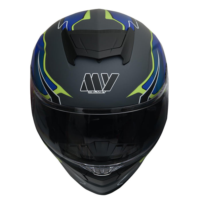 GP Kompozit MY HELMET MKS001-EGBY Full Face Motorcycle Helmet with Race Spoiler and Flip Up Dual Visor ABS Shell Helmet ECE R 22.06 and DOT Approved