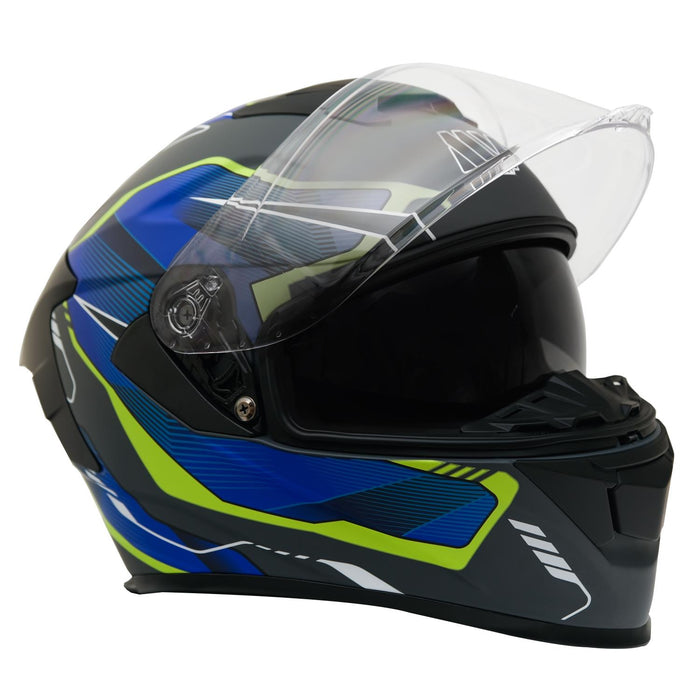 GP Kompozit MY HELMET MKS001-EGBY Full Face Motorcycle Helmet with Race Spoiler and Flip Up Dual Visor ABS Shell Helmet ECE R 22.06 and DOT Approved