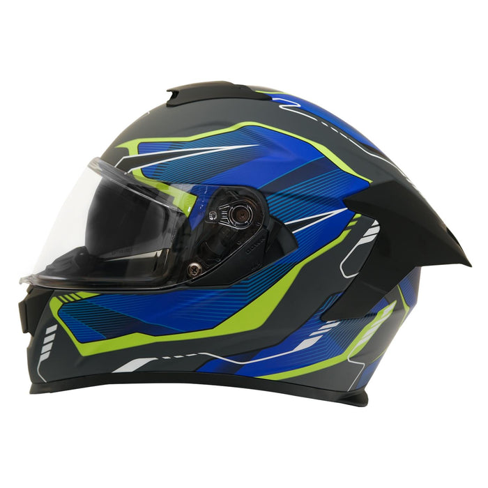 GP Kompozit MY HELMET MKS001-EGBY Full Face Motorcycle Helmet with Race Spoiler and Flip Up Dual Visor ABS Shell Helmet ECE R 22.06 and DOT Approved