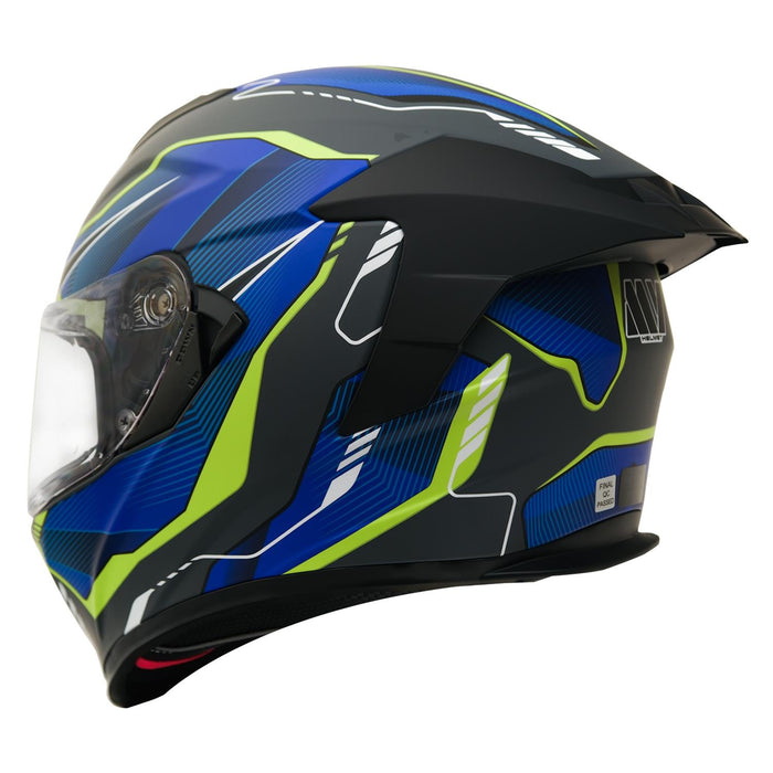 GP Kompozit MY HELMET MKS001-EGBY Full Face Motorcycle Helmet with Race Spoiler and Flip Up Dual Visor ABS Shell Helmet ECE R 22.06 and DOT Approved