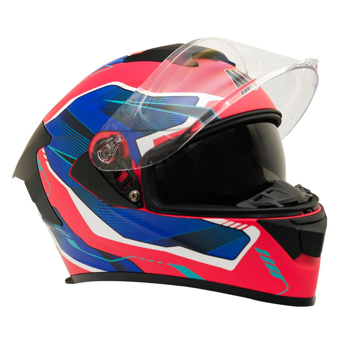 GP Kompozit MY HELMET MKS001-RBW Full Face Motorcycle Helmet with Race Spoiler and Flip Up Dual Visor ABS Shell Helmet ECE R 22.06 and DOT Approved